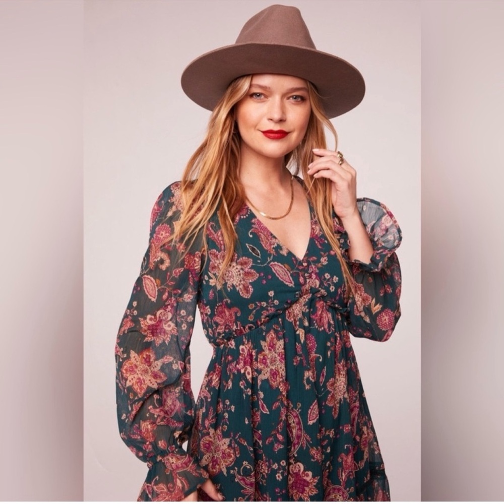 Band of the Free Run the World Pine Paisley Empire Waist Midi Dress - Size XS - Picture 2 of 13